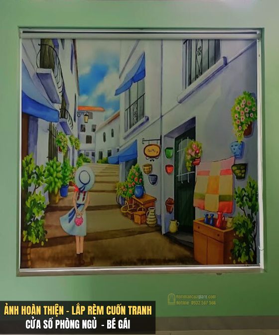 Lắp rèm cửa nhà chị Thu -Biệt Thự Đông Tăng Long, Q9, Thủ Đức, TPHCM - Rèm cuốn in tranh