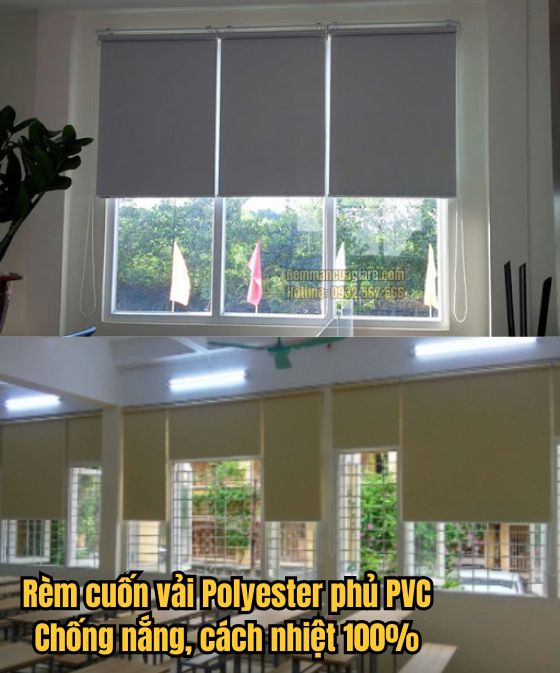rèm cuốn chống nắng polyester phủ pvc