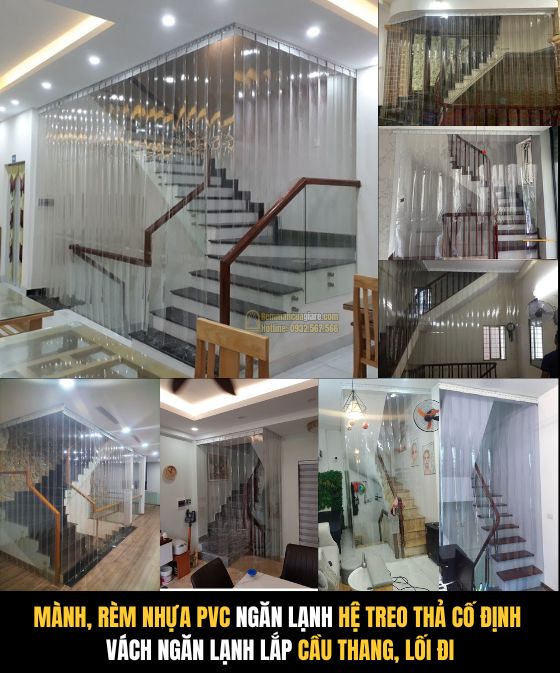 rèm pvc ngăn lạnh lối đi cầu thang 