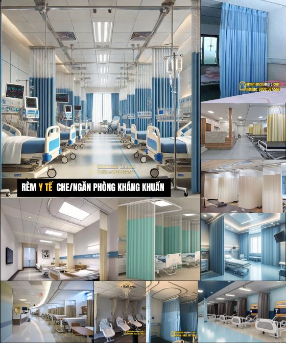 rèm y tế che ngăn phòng kháng khuẩn phòng khám bệnh viện