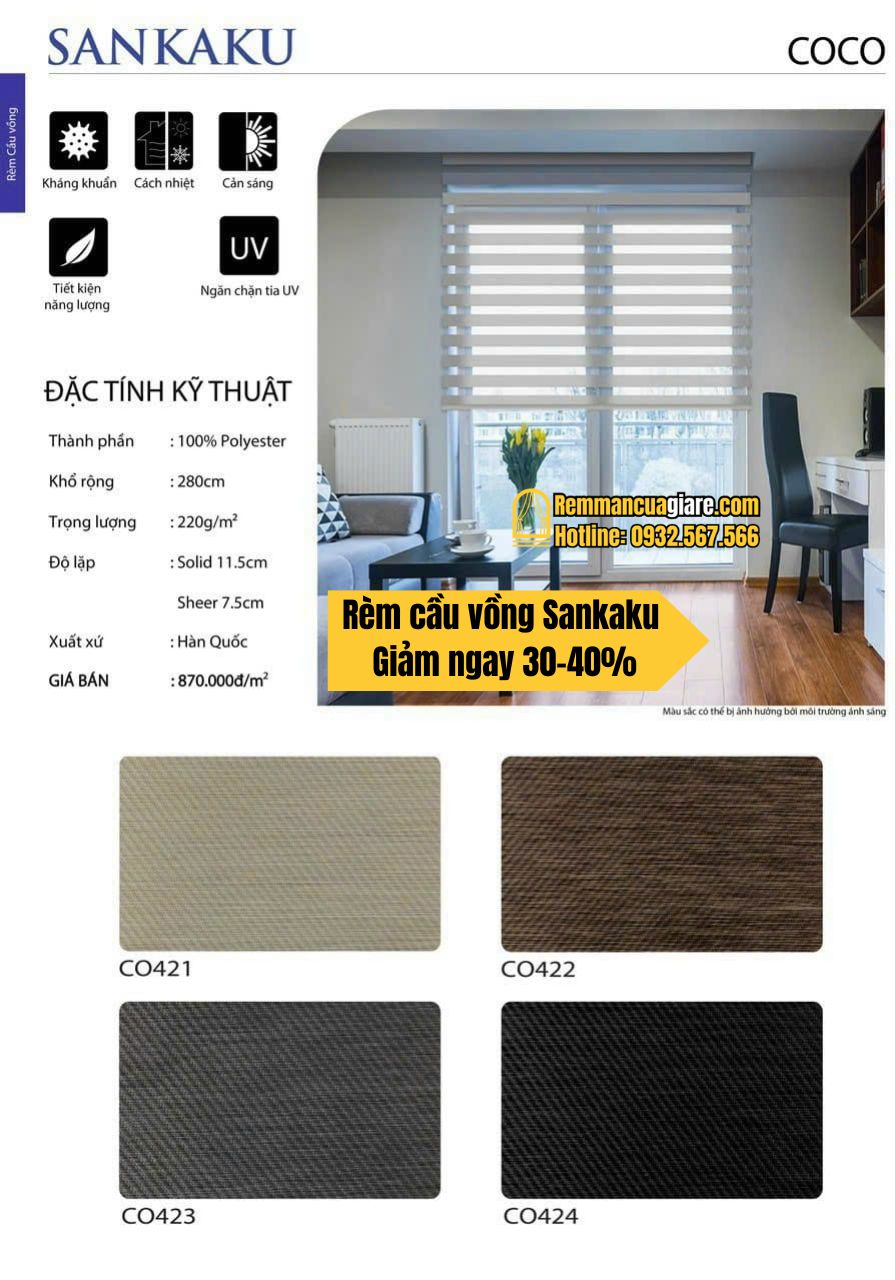 báo giá rèm cầu vồng hàn quốc sankaku