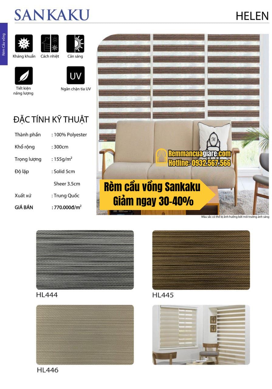 báo giá rèm cầu vồng hàn quốc sankaku