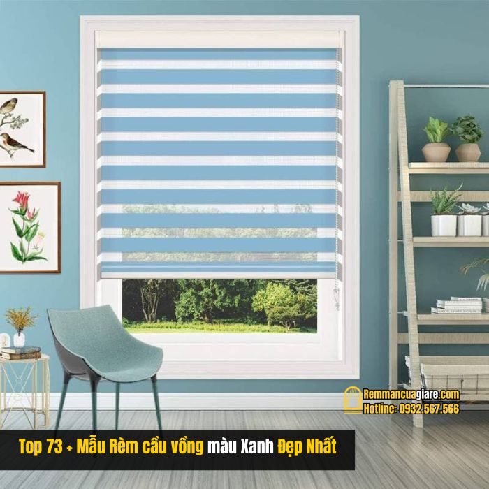 top mẫu rèm cầu vồng màu xanh đẹp hợp phong thủy